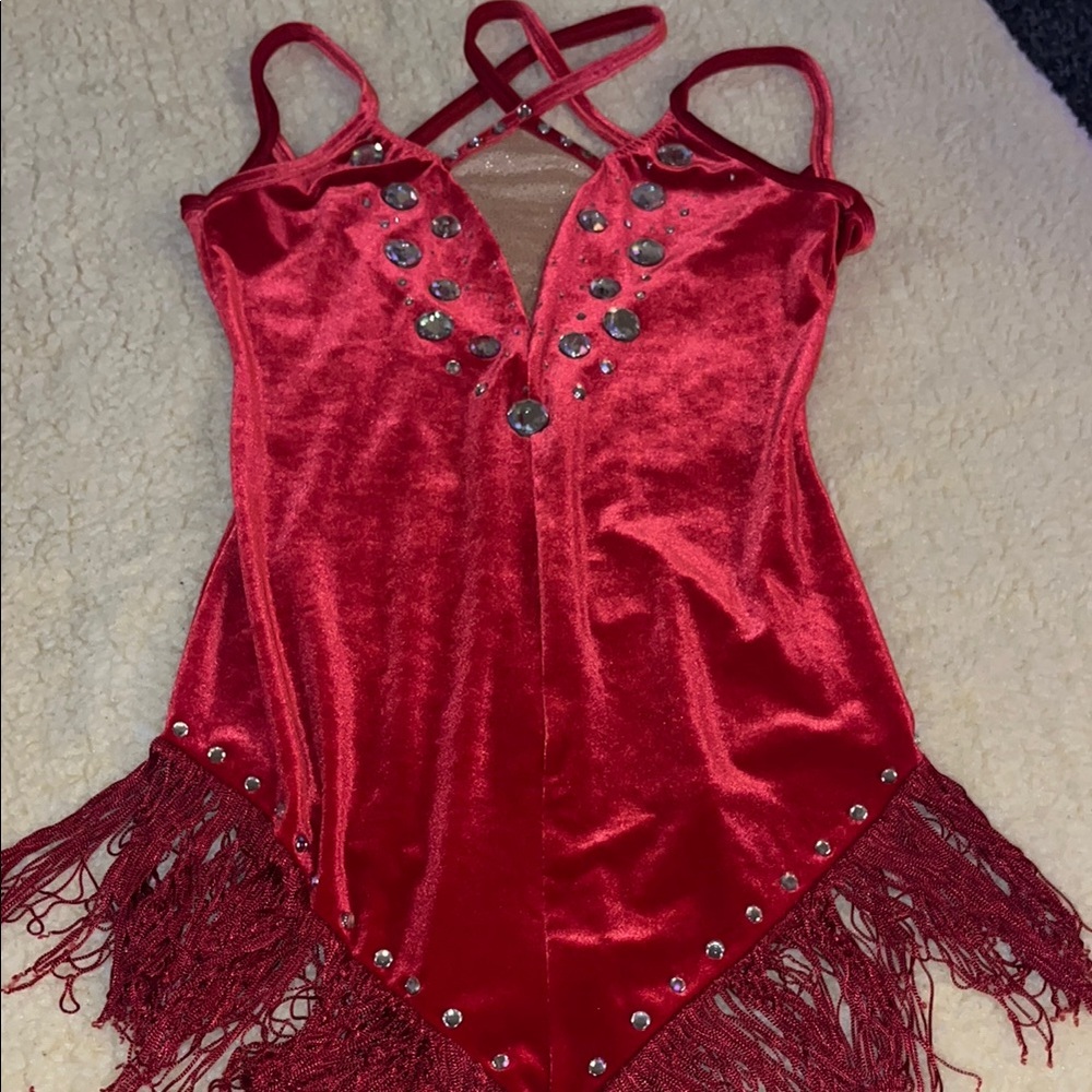Red Velvet Fringe Women's Top